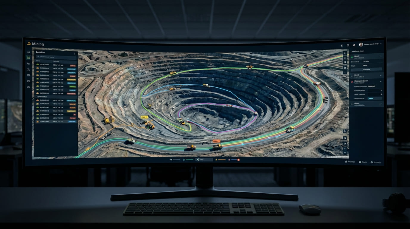 Диспетчерская система управления карьерным транспортом с визуализацией маршрутов