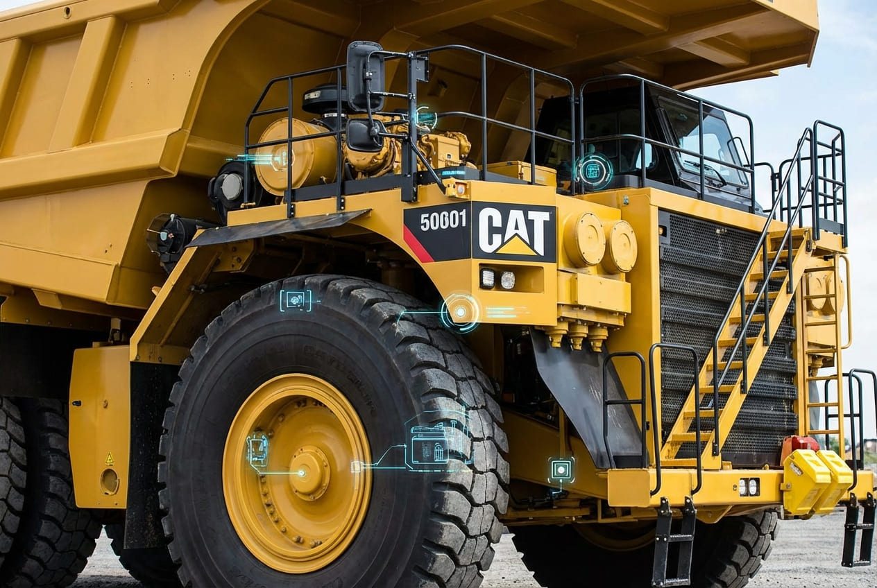 Схема размещения датчиков и систем телеметрии на карьерном самосвале