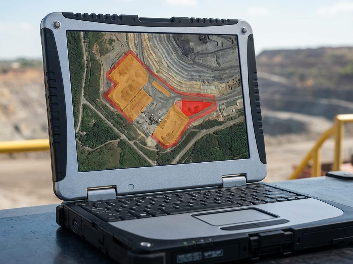 Карта зон ожидания и буферных участков для карьерного транспорта