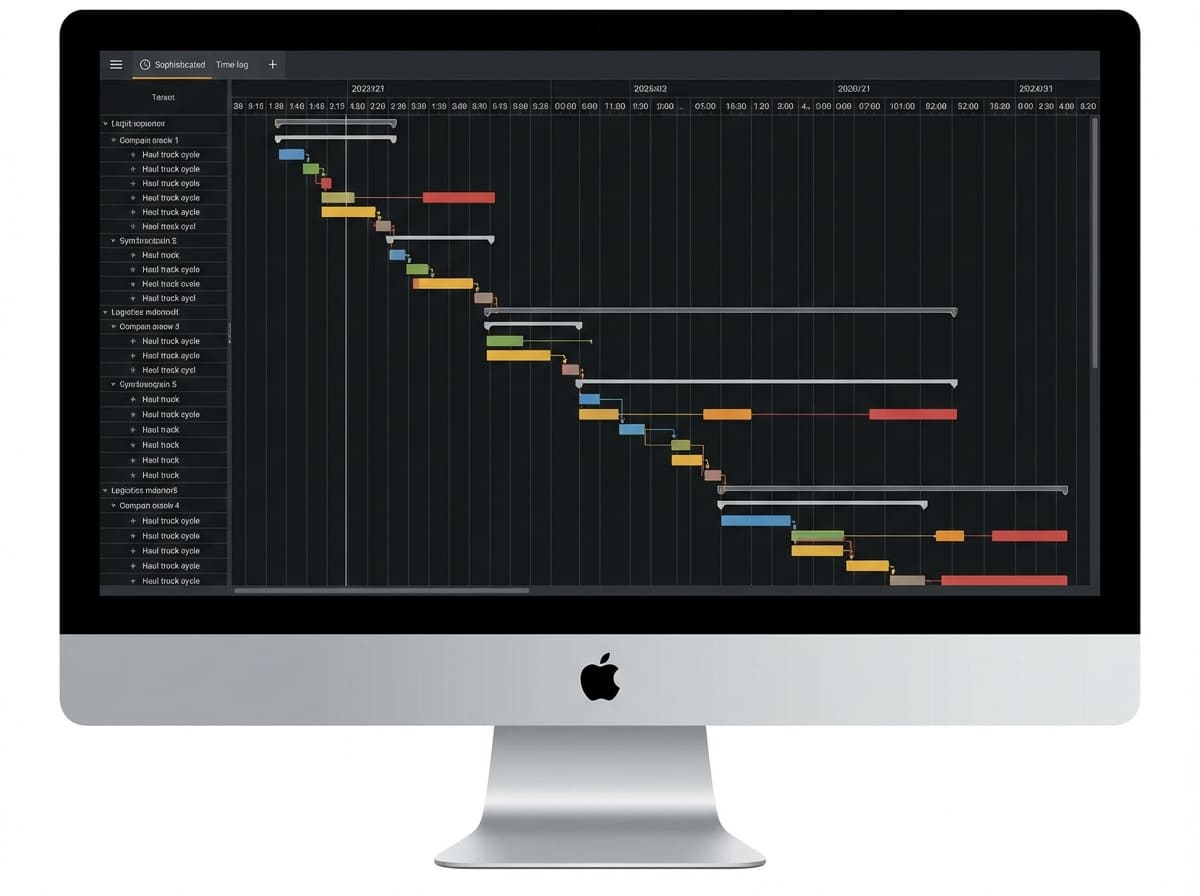 Временная диаграмма интервалов движения и синхронизации техники на маршрутах