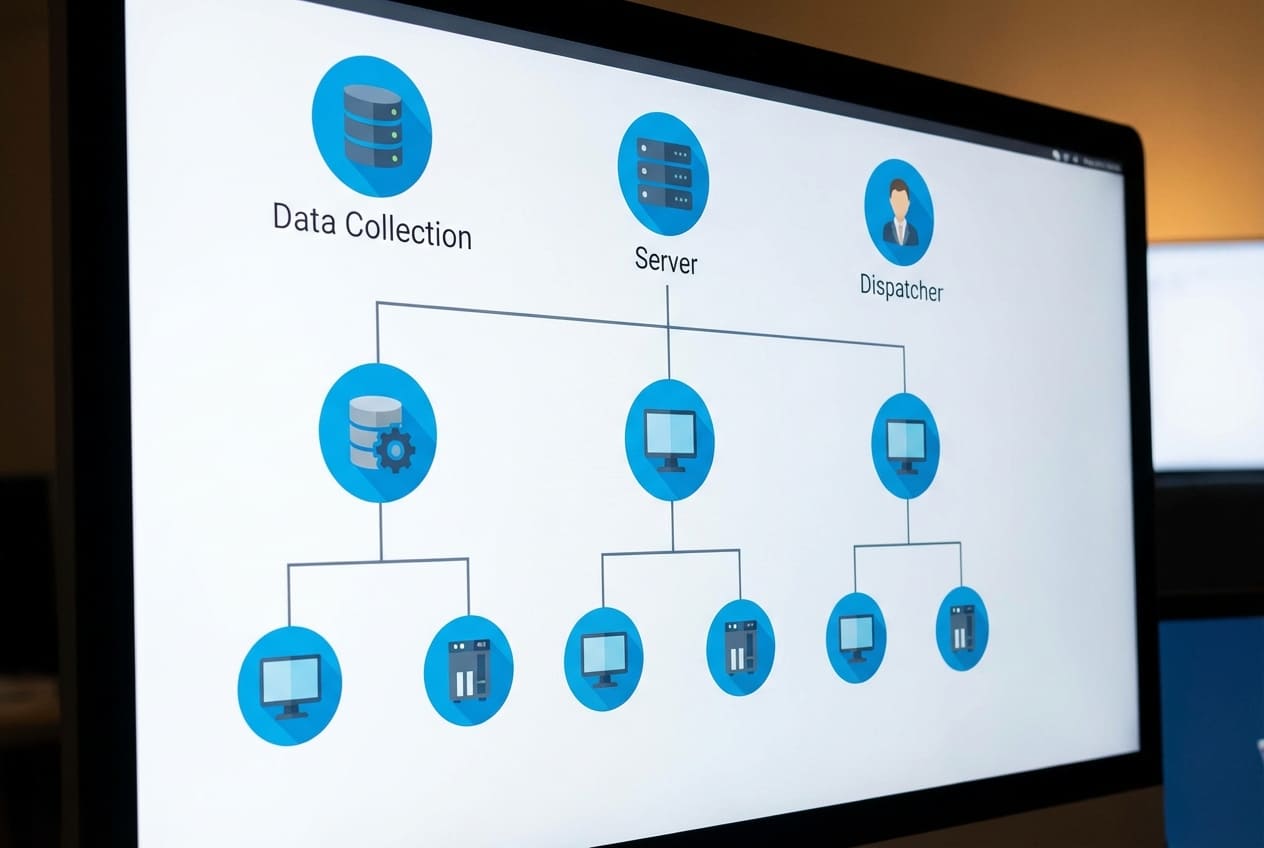 Схема архитектуры АСУ ГТК с указанием уровней интеграции и потоков данных